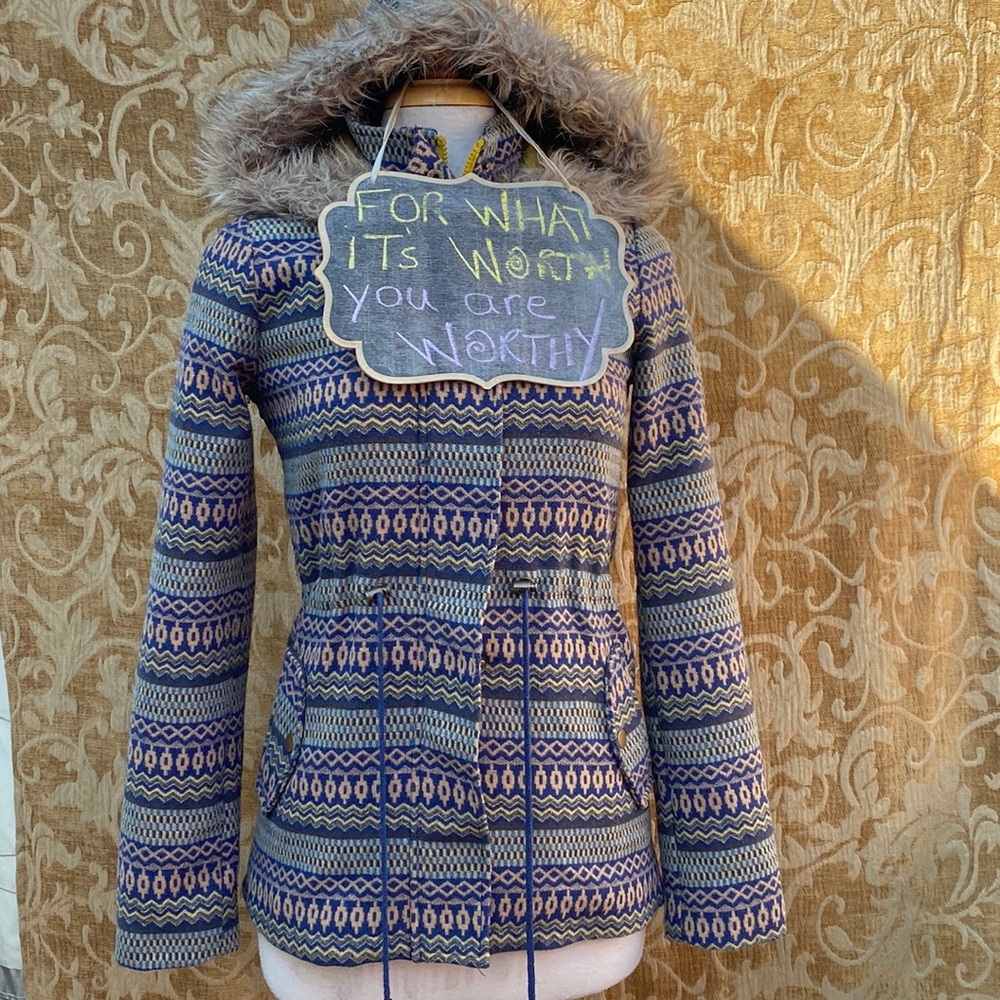 Mossimo Supply Co. Navajo Print Faux Fur Hooded Jacket – Size S